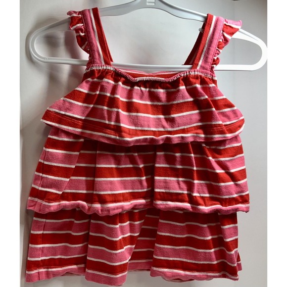 Hanna Andersson Top Girls Sz 3/90 Lot Of 2 Tank Stripe Tiers Ruffles Red Purple - Picture 11 of 15